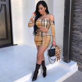 Sexy Off Shoulder Crop Top Mini Skirt Two Piece Sets CHY-1074