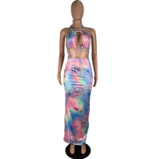 Tie-dye Print Tube Top Maxi Dress CHY-1160