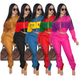 Casual Patchwork Tracksuit Two Piece Sets SHD-9052