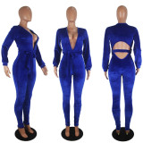 Sexy Fashion Solid Color Jumpsuit (including belt) SHD-9192
