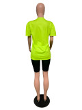 Casual Letter Print T Shirt Shorts 2 Piece Sets Plus Size QZX-6119