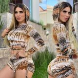 Casual Printed Hooded Two Piece Shorts Set SFY-116