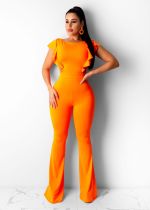 Sexy Backless Ruffles Sleeve Flared Jumpsuits BGN-051