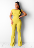 Sexy Backless Ruffles Sleeve Flared Jumpsuits BGN-051