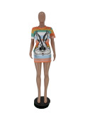 Plus Size Sequin Cartoon Mini T Shirt Dress FNN-8203-1