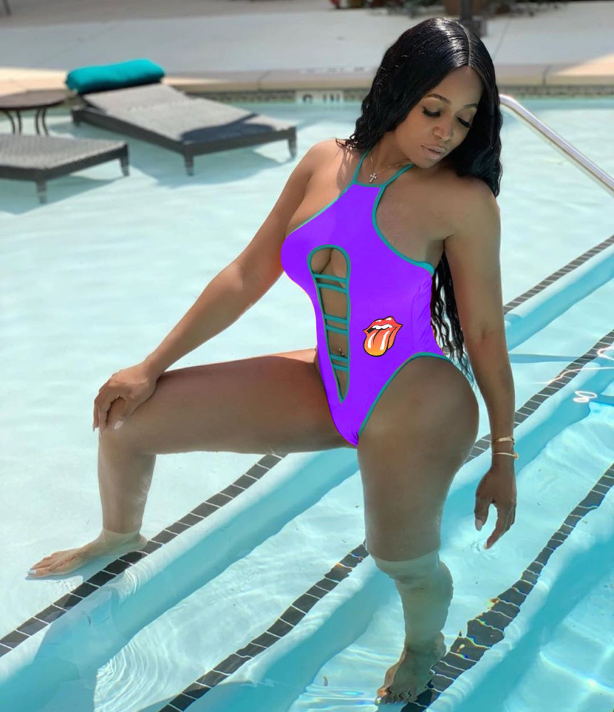 Wholesale Plus Size Sexy Tongue Print One Piece Swimsuits Rsn 740 Df