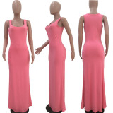 Solid Sleeveless Long Maxi Tank Dress XYKF-X9200