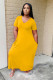 Solid V Neck Short Sleeve Casual Loose Maxi Dress LDS-T3205