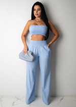 Sexy Tube Top Wide Leg Pants Two Piece Suits BS-Z1176