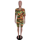 Camo Print Casual Two Piece Shorts Set MEM-8270