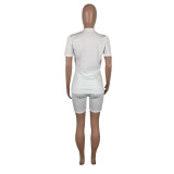 White Cartoon T Shirt And Shorts Two Piece Sets ML-M7310