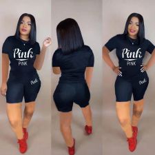 Plus Size New Pink Printing Fashion Casual Two Piece Set LP-6207