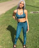 Casual Printed Tank Top Long Pants Fitness 2 Piece Sets OD-8370