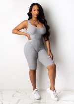 Solid Knitted Sleeveless Bodycon Playsuit TR-1016