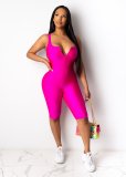 Solid Front Zipper Sleeveless Bodycon Rompers AL-170