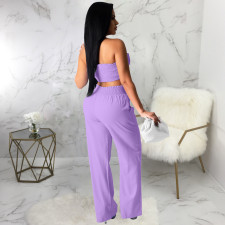 Solid Tube Tops Long Pants Sexy Two Piece Suits SMR-9613