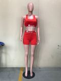 Solid Tank Tops Shorts Fitness Two Piece Sets OD-8345