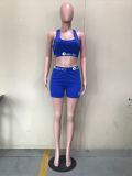 Solid Tank Tops Shorts Fitness Two Piece Sets OD-8345