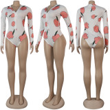 Casual Printed Long Sleeve Slepwear Bodysuit SFY-121