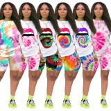 Plus Size Printed T Shirt Shorts Two Piece Suit TE-4031