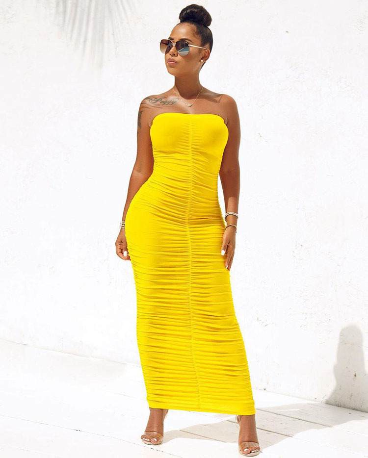 strapless bodycon maxi dress