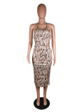 Leopard/Camo/Snakeskin Print Backless Slip Dress MK-3005