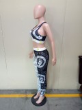 Sexy Letter Print Tank Top And Pants Two Piece Sets LSL-6352