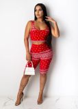 Plus Size Printed Tank Top Shorts 2 Piece Outfits FNN-8501
