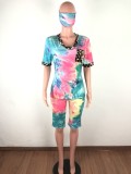 Tie-dye Casual Fashion Shorts Suit (including mask) OSM-6096