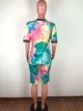 Tie-dye Casual Fashion Shorts Suit (including mask) OSM-6096