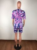 Plus Size Tie Dye T Shirt Shorts Two Piece Sets LX-2071