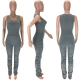Casual Solid Sleevelees Stacked Jumpsuits MN-9238