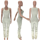 Casual Solid Sleevelees Stacked Jumpsuits MN-9238