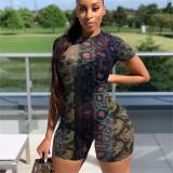 Plus Size Snake Skin Print Skinny Rompers CL-6043