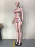 Sexy 3pcs Swimwear Printed Bikinis Sets+Long Cloak OD-8260