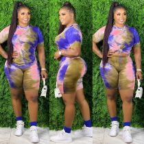 Tie-dye Plus Size 5XL Fashion Shorts Suit OSM2-4201