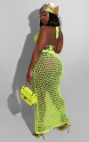 Sexy Grid Perspective Knitted Cutout Beach Smocked Suits ZSD-068