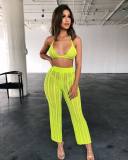 Fashion Knitted Mesh Cutout Perspective Long Pants Suit ZSD-046