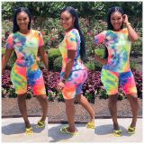 Tie Dye Print T Shirt And Shorts 2 Piece Suits YFS-3502