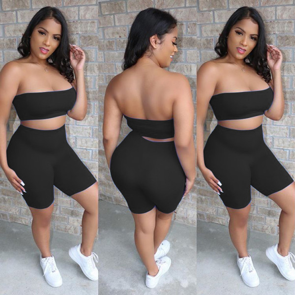 Casual Tube Top Shorts Two Piece Set TR-1028