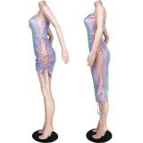Multicolor Glitter Nightclub Suspender Dress Two Ways To Wear ASL-6277