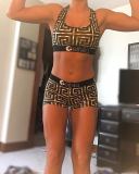 Sexy Printed Tank Tops Shorts Two Piece Sets OD-8407