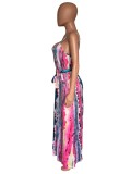 Colorful Striped Sashes Loose Maxi Slip Dress XMY-9034
