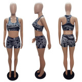 Sexy Printed Tank Tops Shorts Two Piece Suits LSL-8038