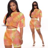 Sexy Mesh See Through Two Piece Shorts Set AWN-5099