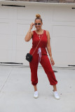 Solid Sleeveless O Neck Casual One Piece Jumpsuit SFY-142