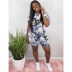 Plus Size New Tie-dye Pink Letter Print Fashion Casual Set LP-6228