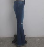 Plus Size Denim Hole Skinny Flared Jeans HSF-2074