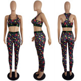 Personality Slim Printed Fitness Pants Suit LSL-8046