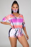 Fashion Tie-dye Casual Two Piece Suit Without Mask LX-6871